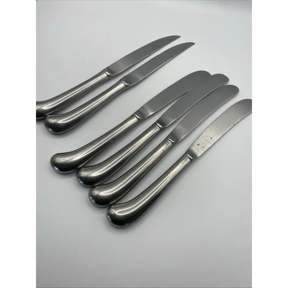 Vintage Set Of 6 Rogers Co. Stainless Pistol 2 Steak Knives &‎ 4 Butter